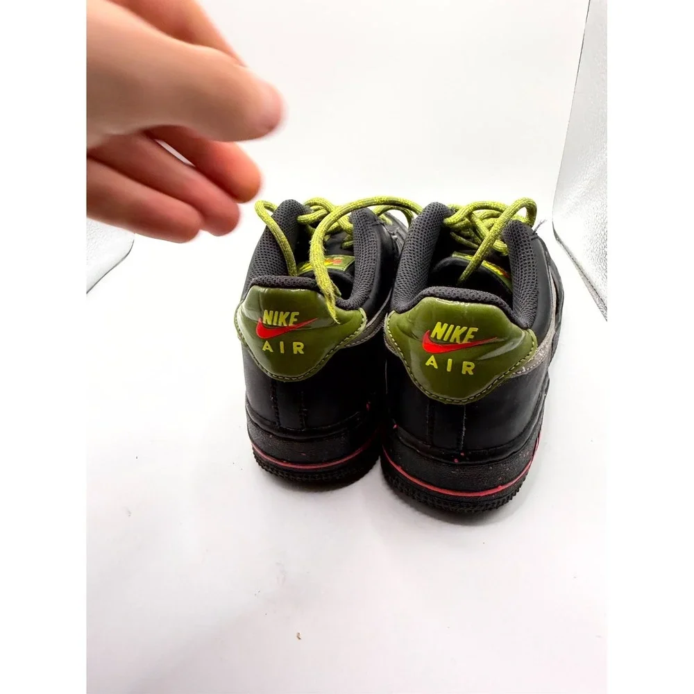 Nike Air Force 1 Low GS DC2095-001 Kid 5.5 Sneaker Black Asparagus Leather Shoes
